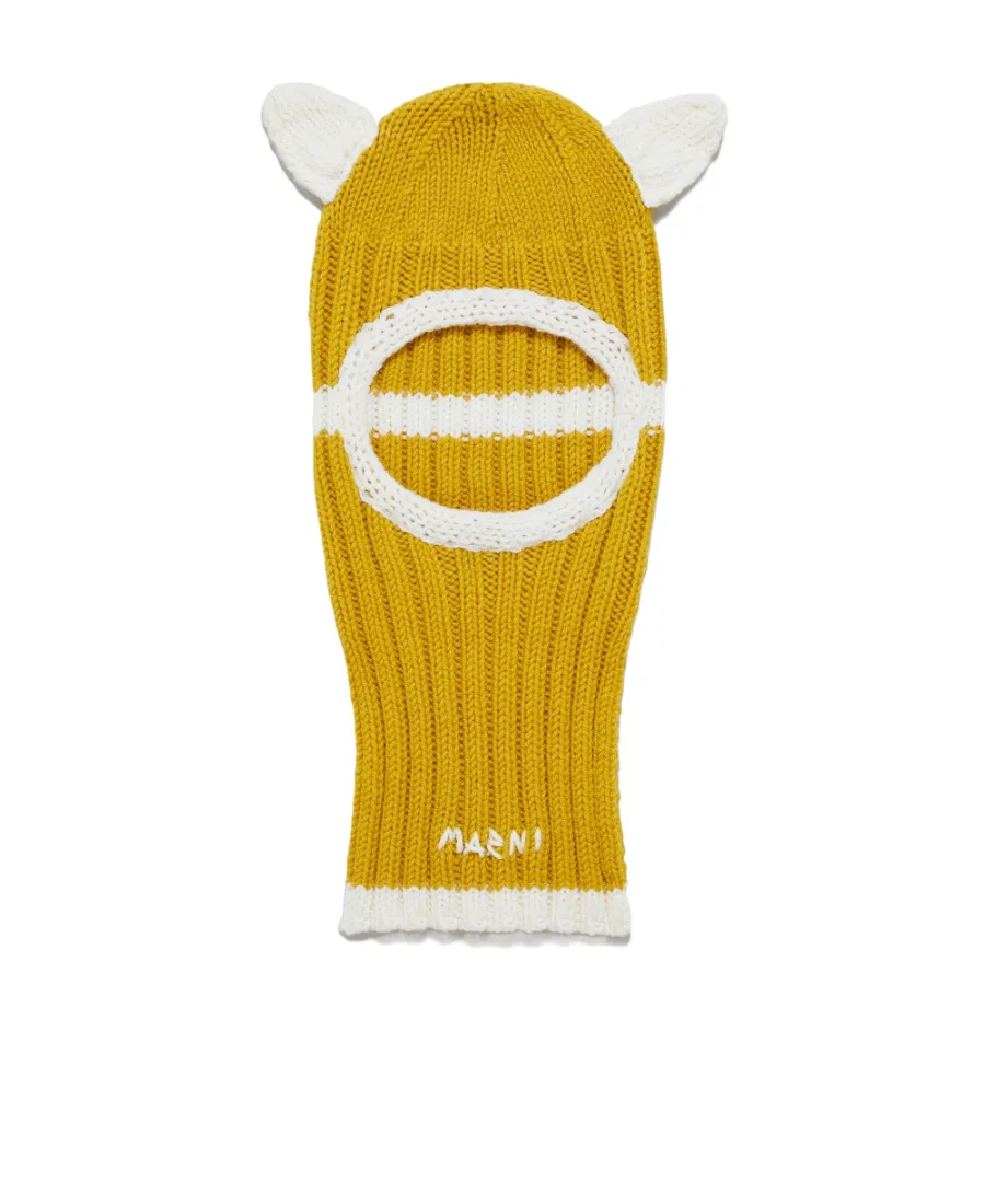 Yellow Wool Balaclava With Ears