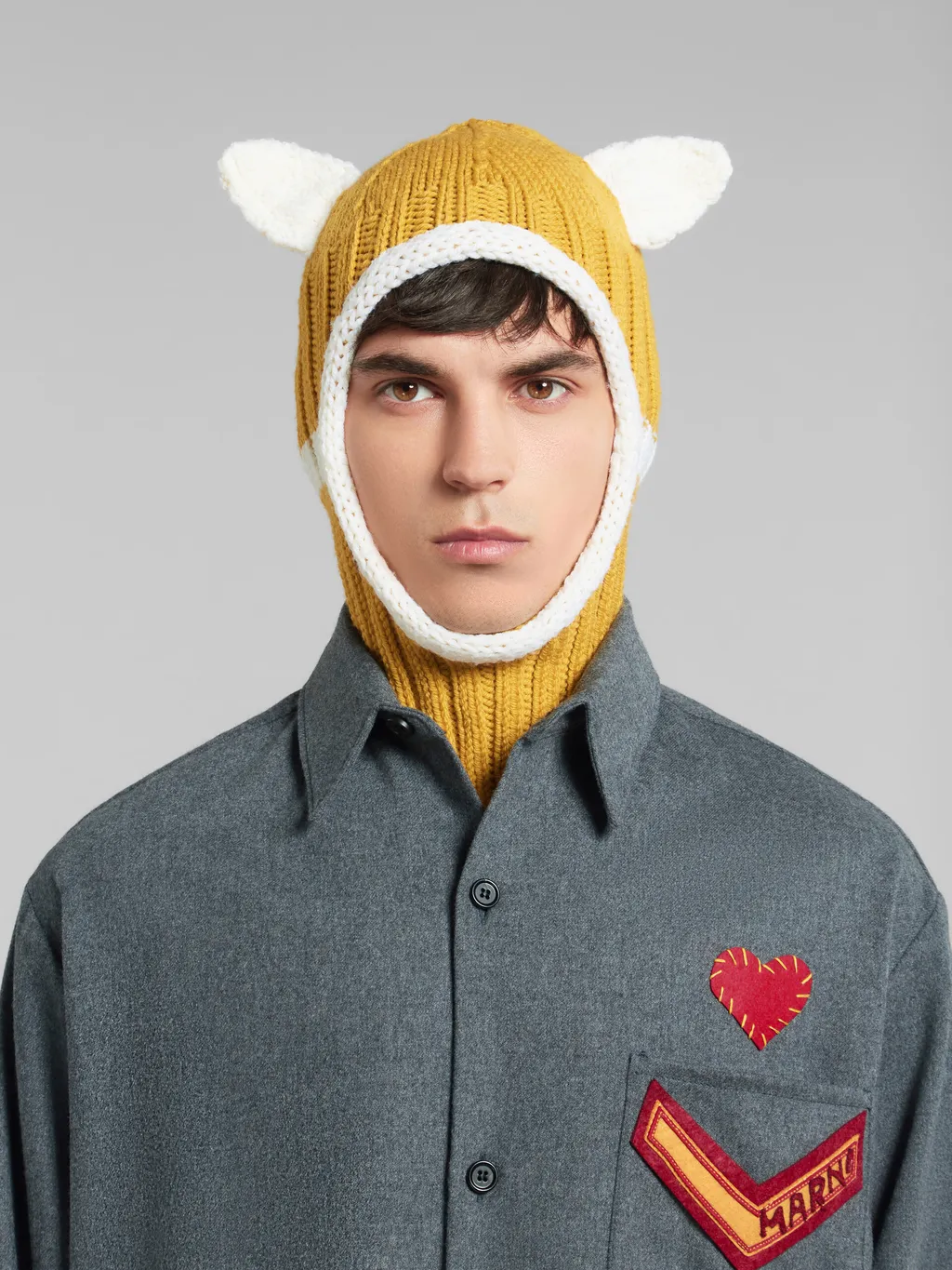 Yellow Wool Balaclava With Ears