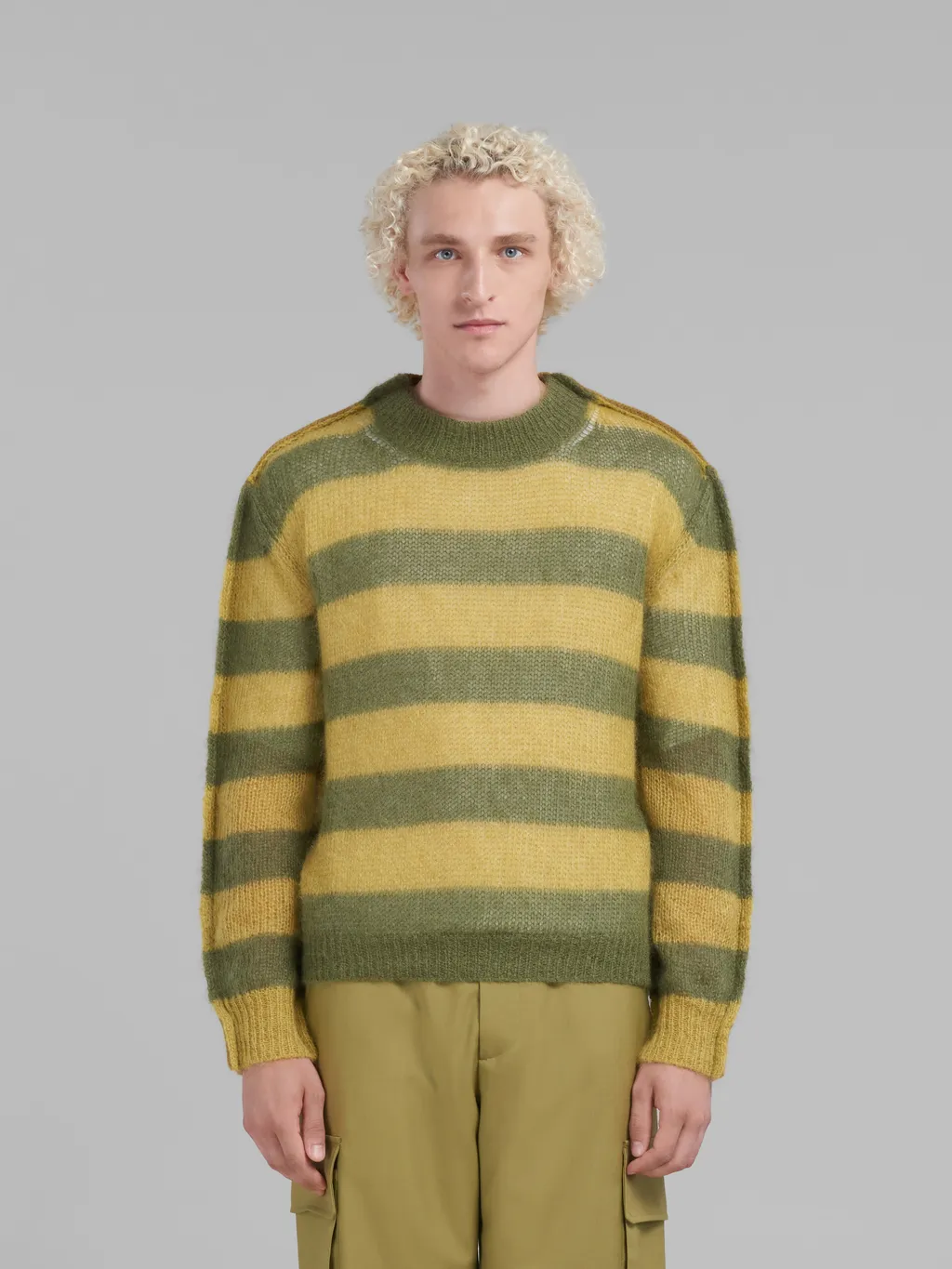 Mohair And Wool Jumper With Mixed Stripes