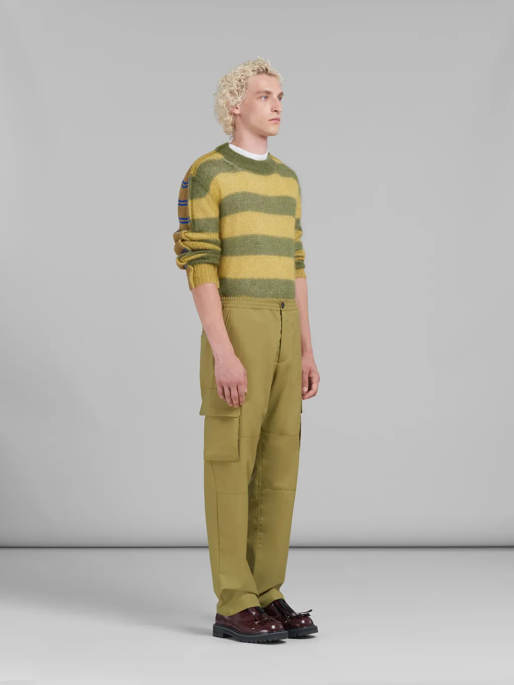 Mohair And Wool Jumper With Mixed Stripes