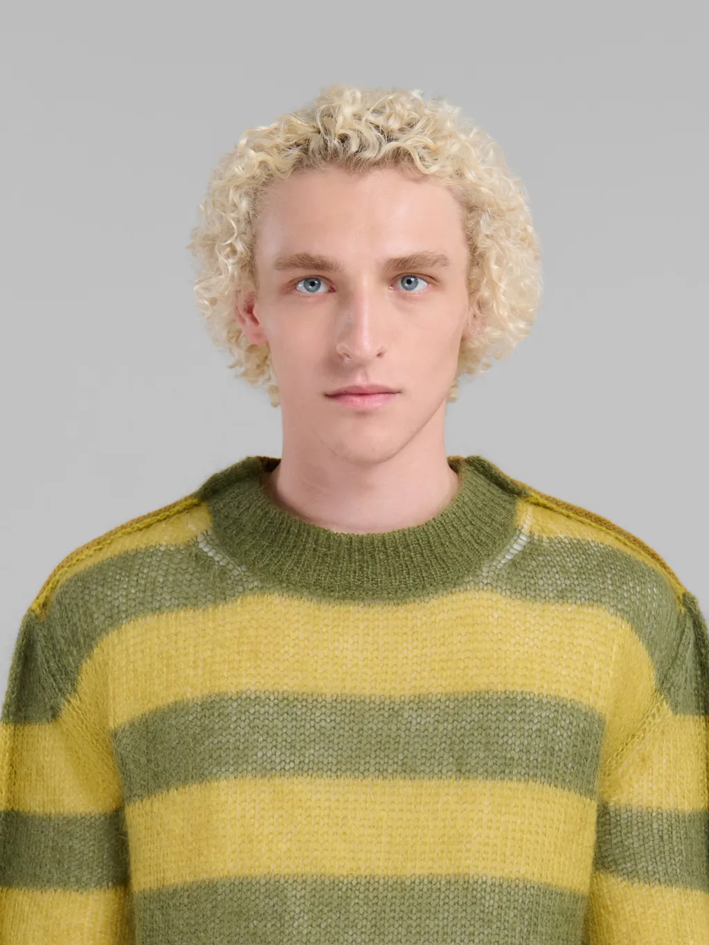 Mohair And Wool Jumper With Mixed Stripes