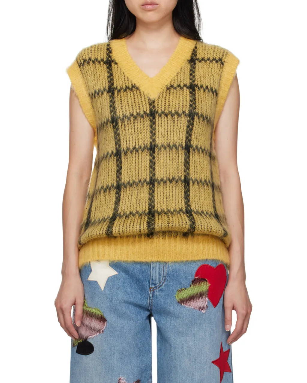 Checked Sleeveless Jumper