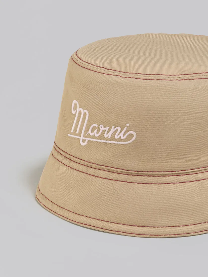 Beige Linen And Cotton Bucket Hat With Marni Embroidery