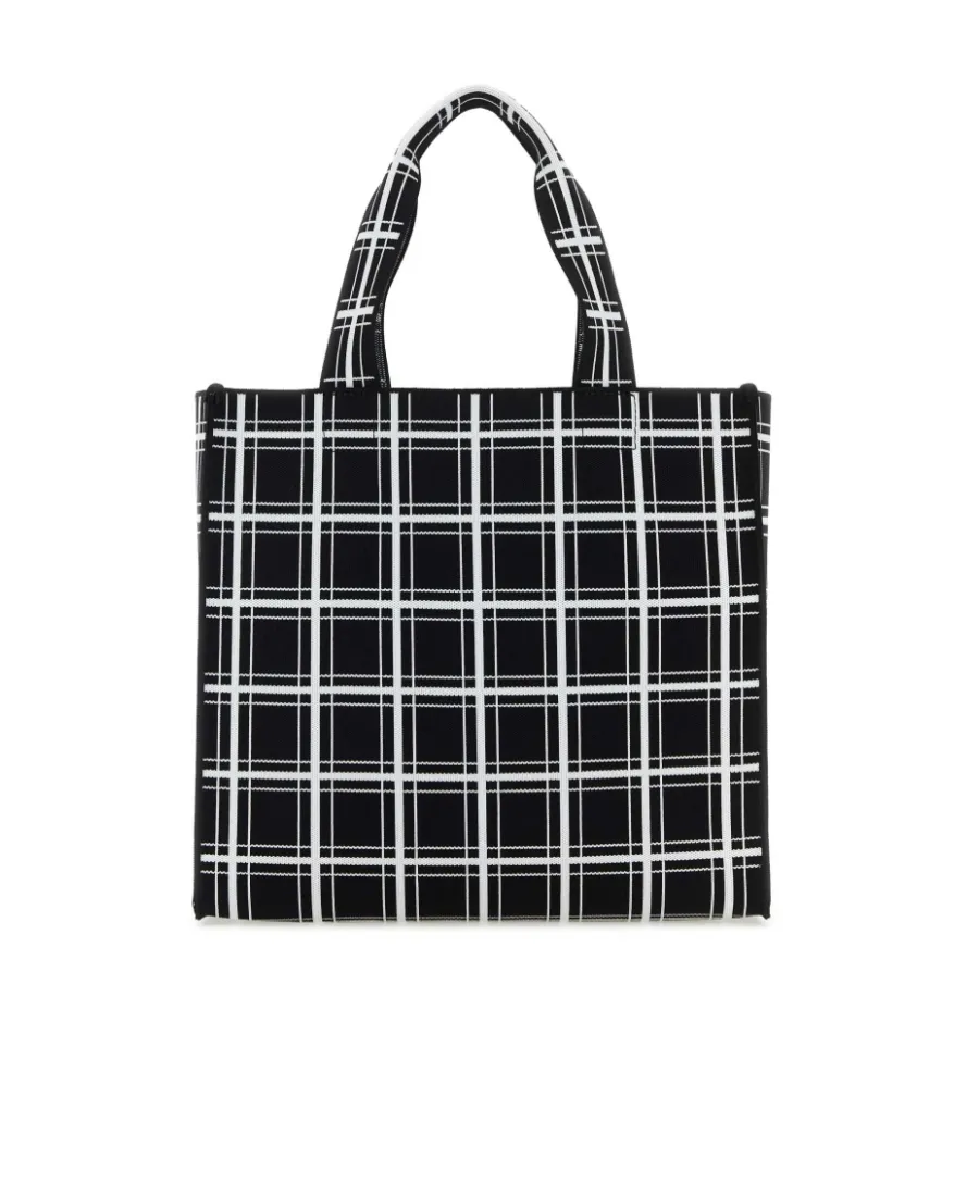 Logo Patch Checked Tote Bag