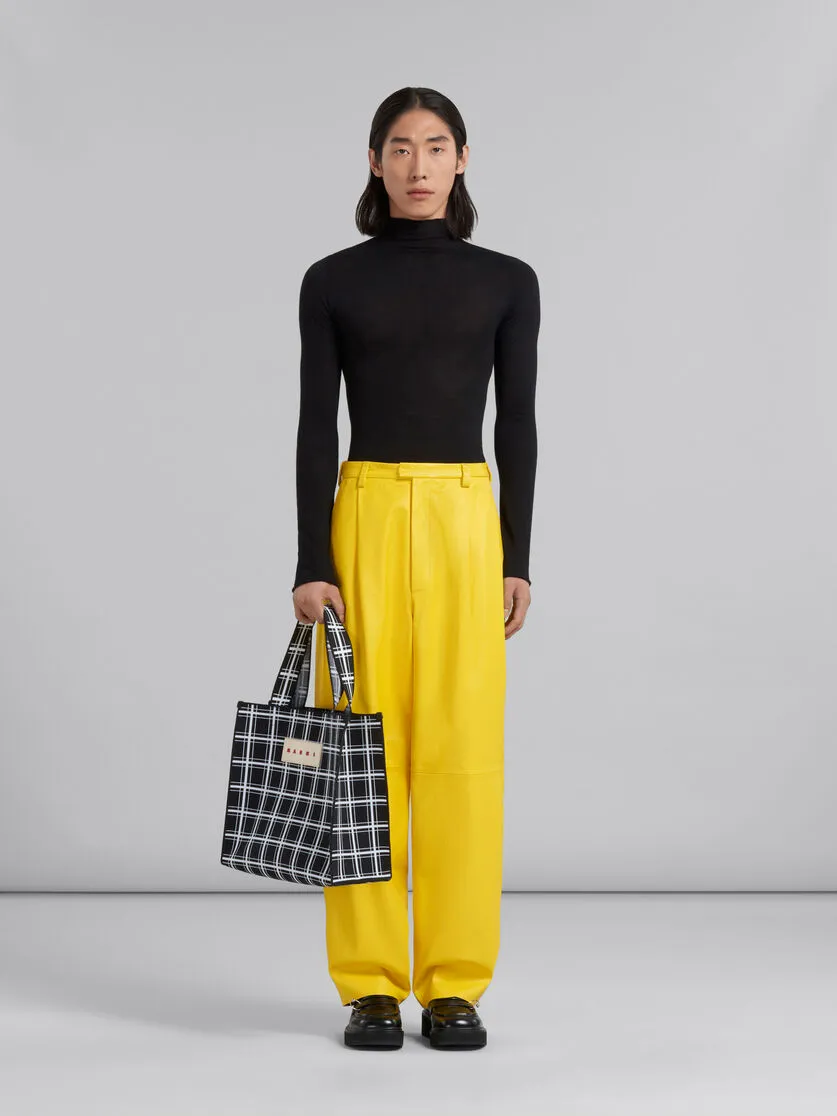 Logo Patch Checked Tote Bag