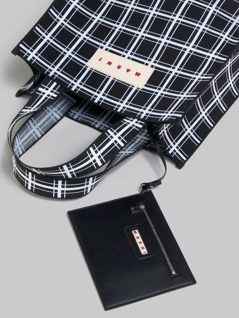 Logo Patch Checked Tote Bag