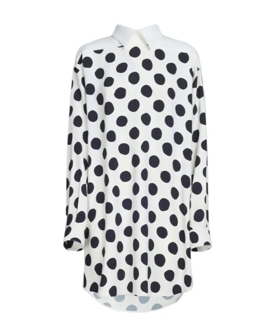 Polka Dot-Print Long-Sleeved Mini Dress