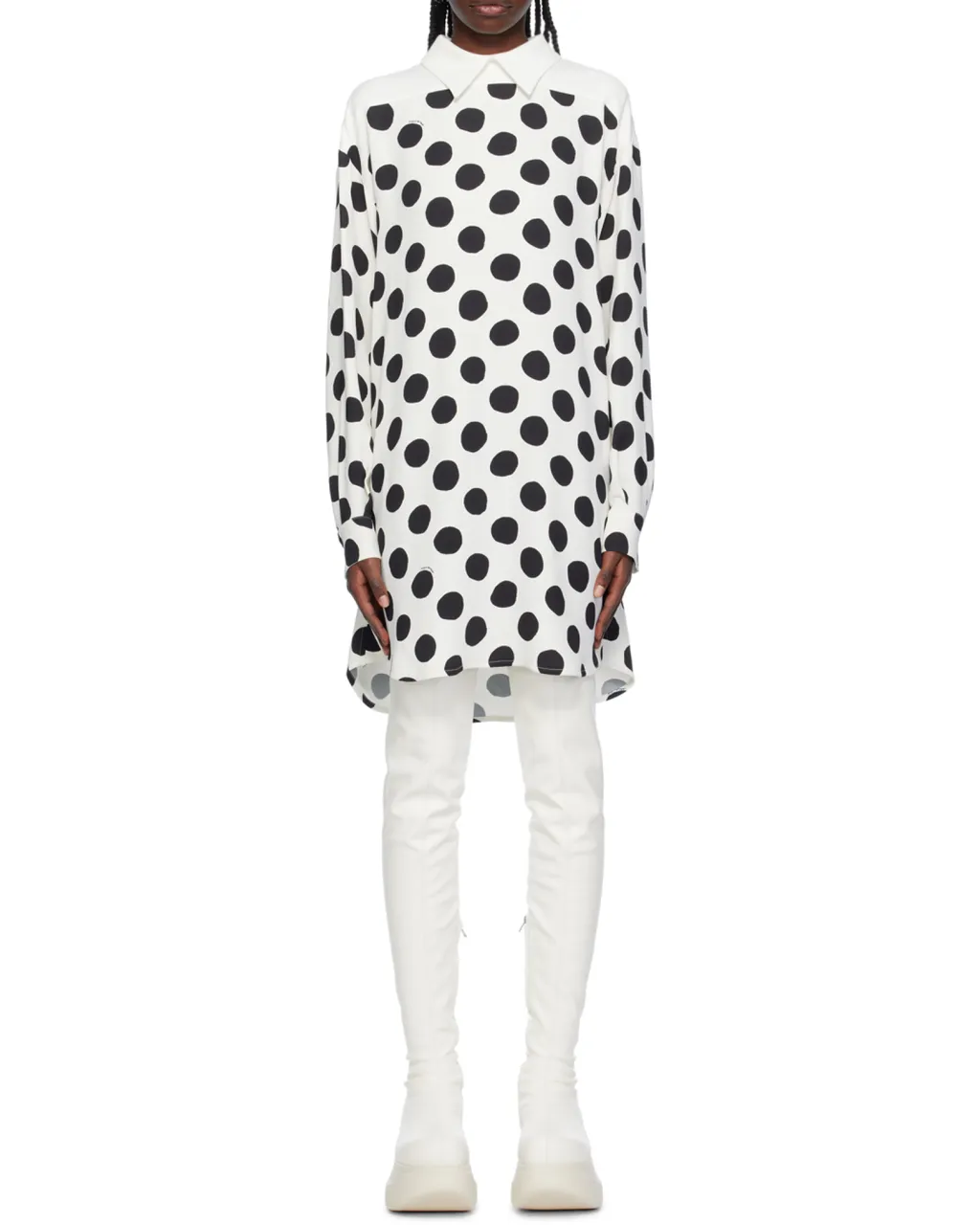 Polka Dot-Print Long-Sleeved Mini Dress