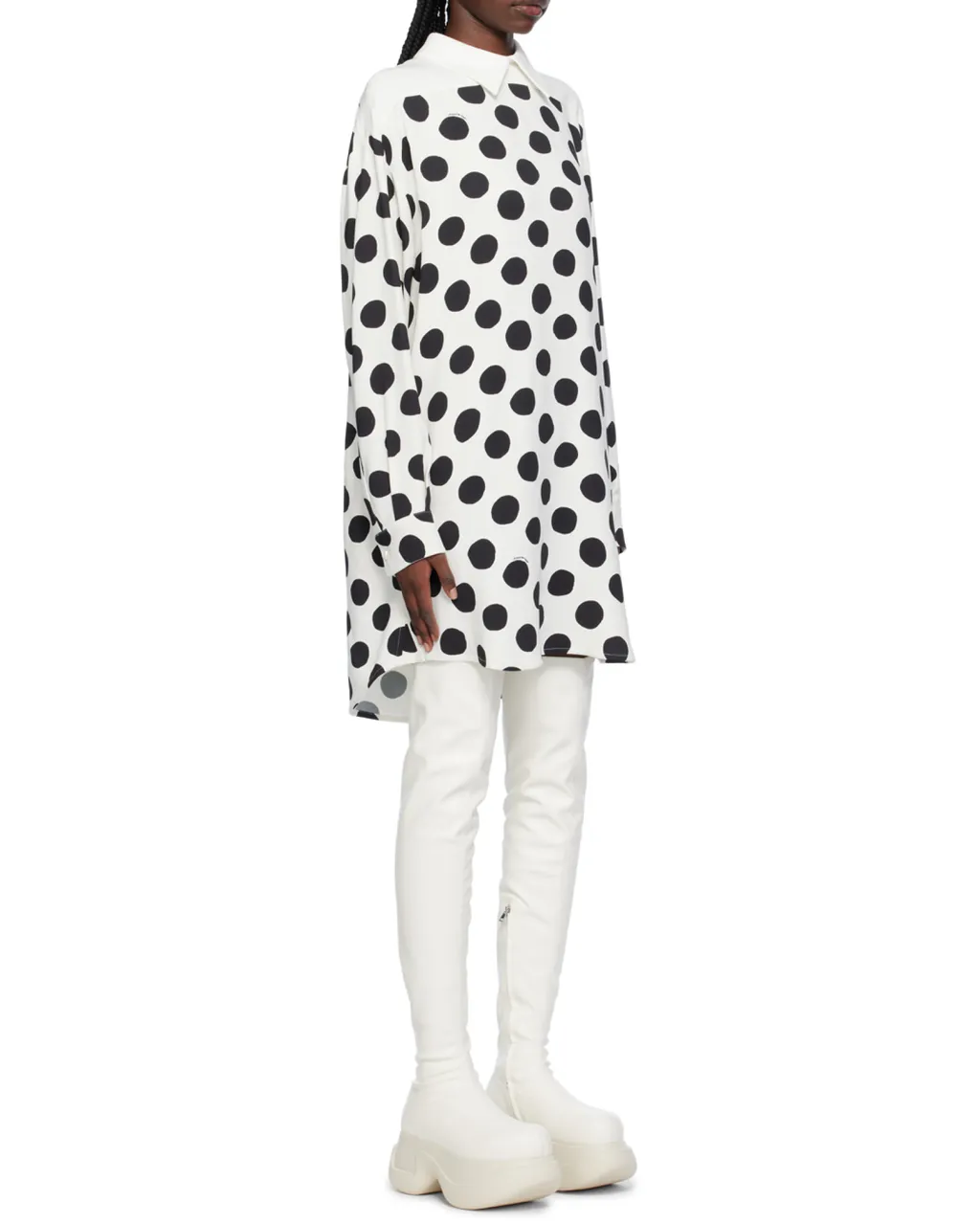 Polka Dot-Print Long-Sleeved Mini Dress