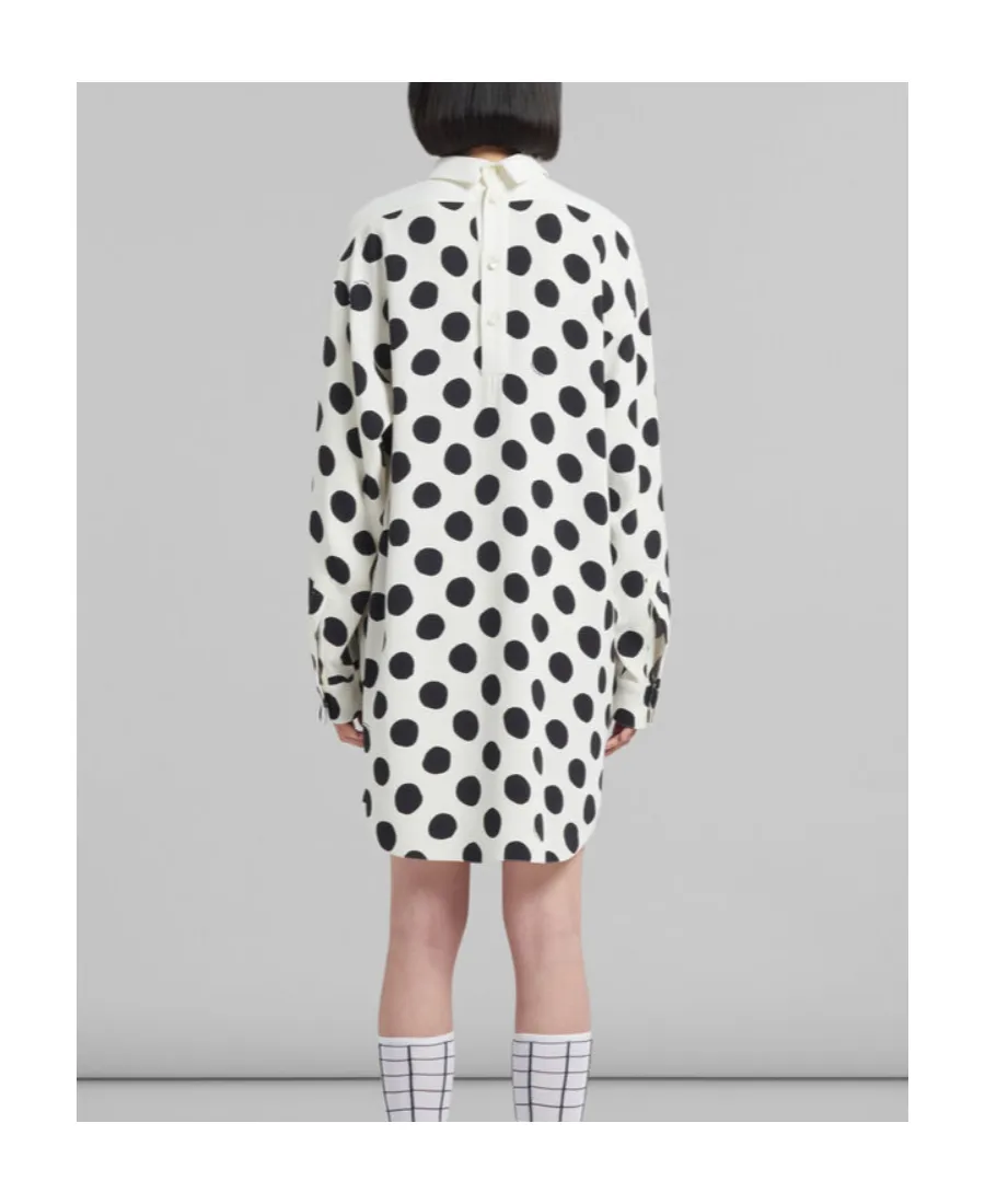 Polka Dot-Print Long-Sleeved Mini Dress