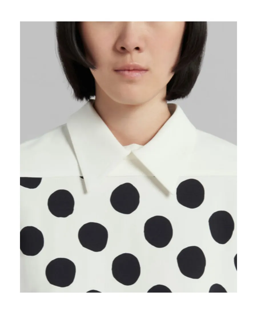 Polka Dot-Print Long-Sleeved Mini Dress