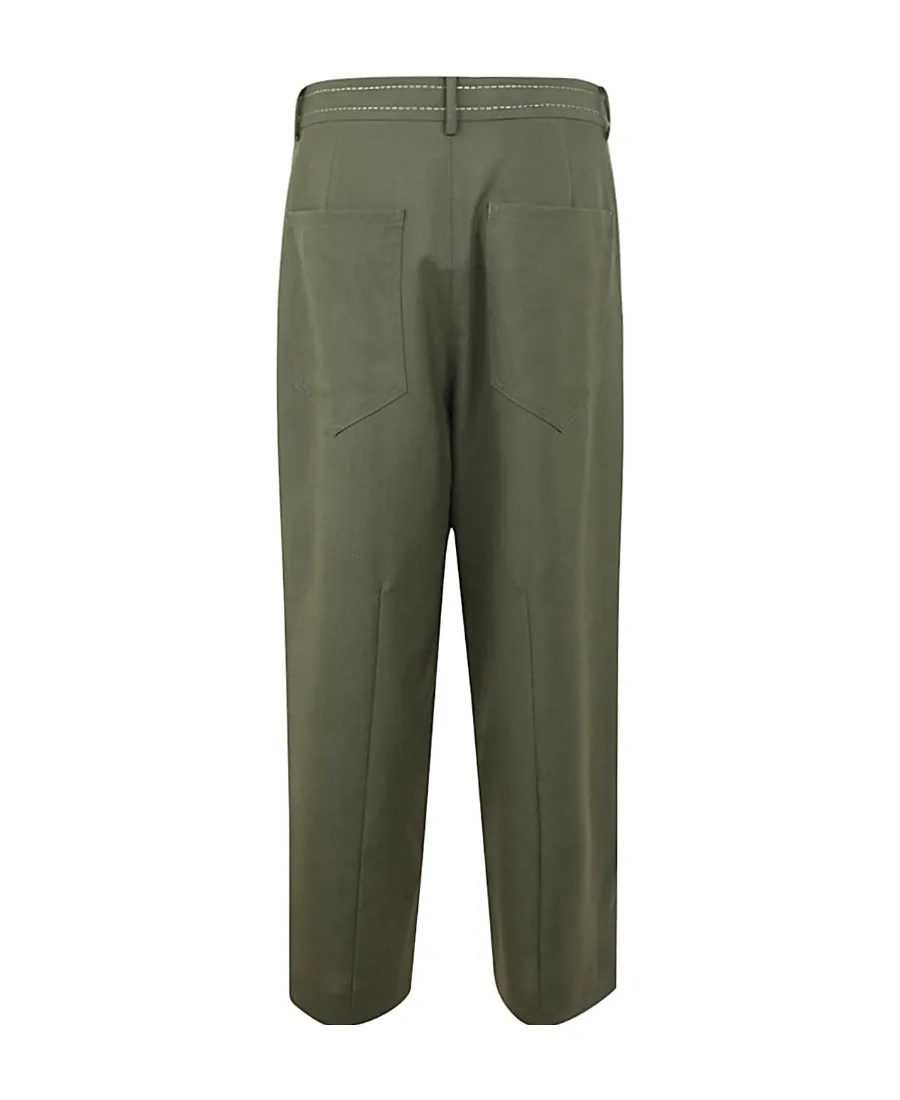 High-Waisted Wool Cropped Trousers