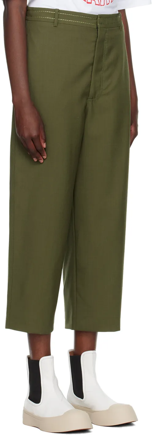 High-Waisted Wool Cropped Trousers