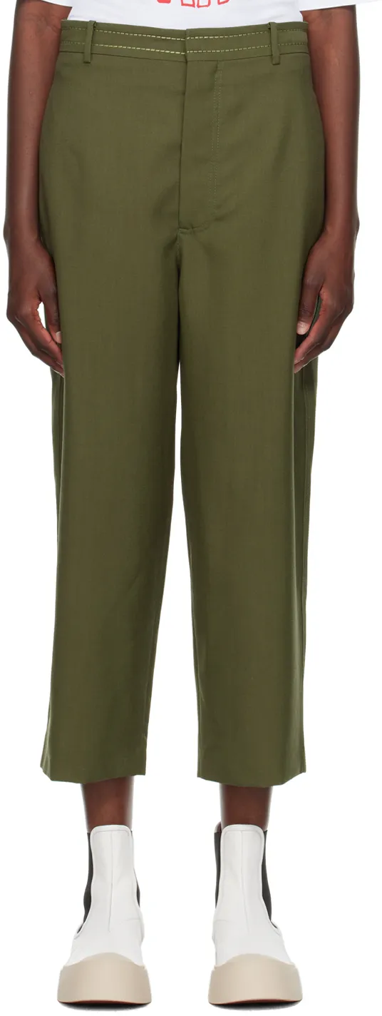 High-Waisted Wool Cropped Trousers