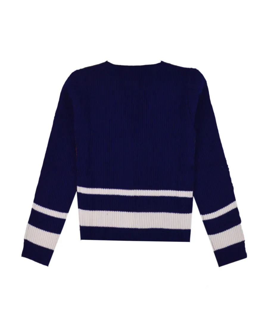 Graphic-Printed V-Neck Buttoned Cardigan