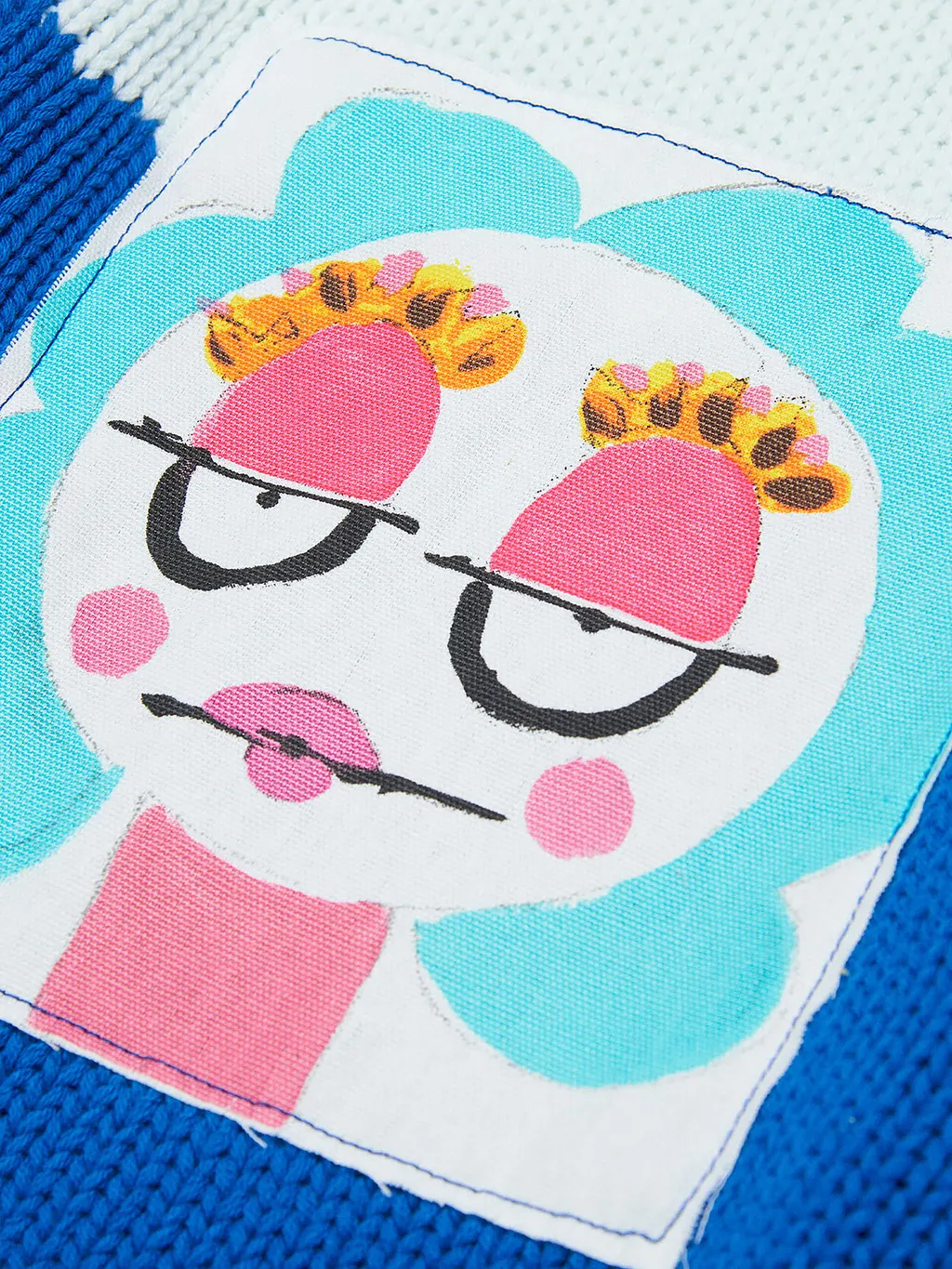 Cotton Blend Jumper With Printed Face