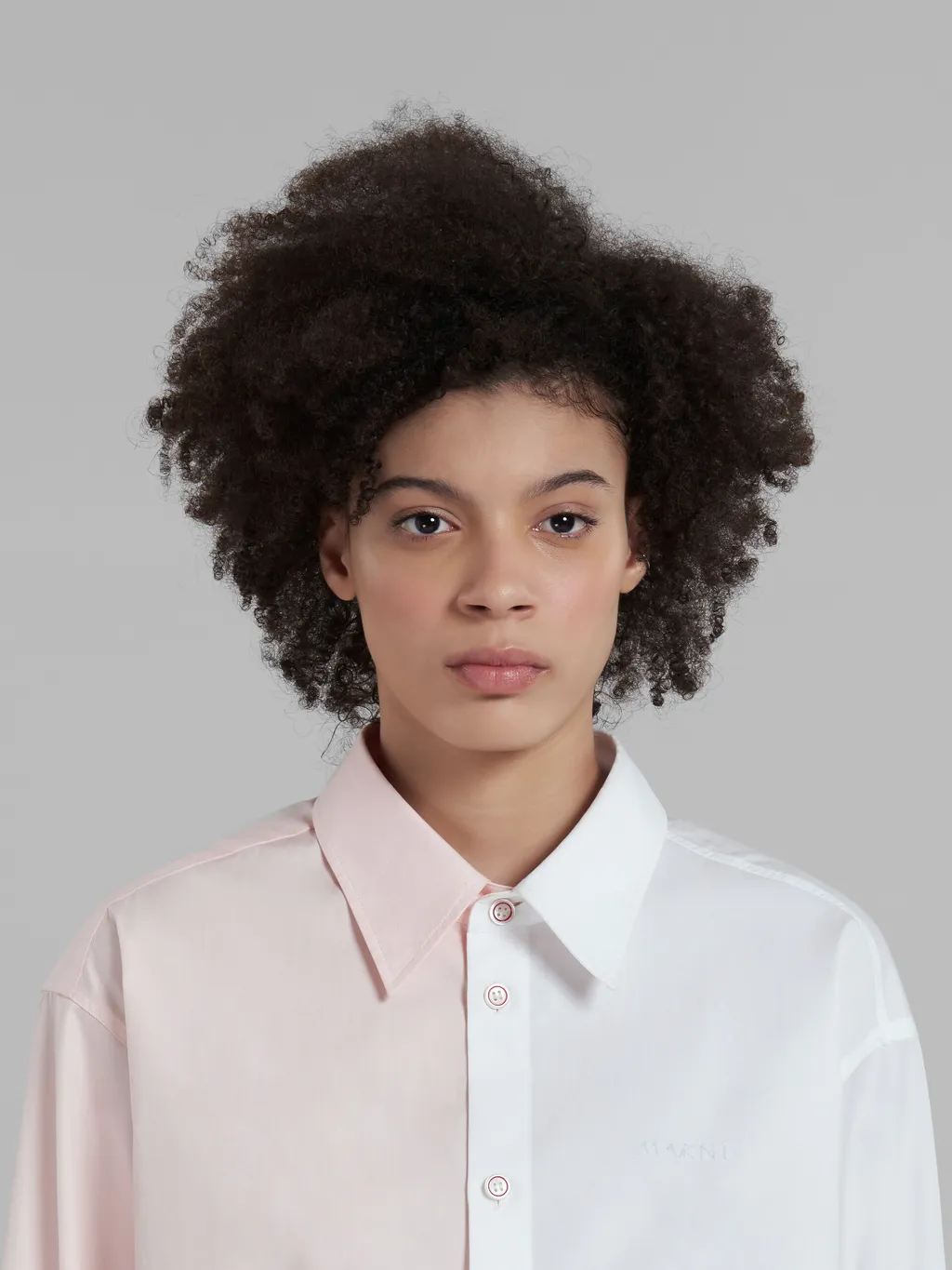 Two-Toned Asymmetric Buttoned Shirt
