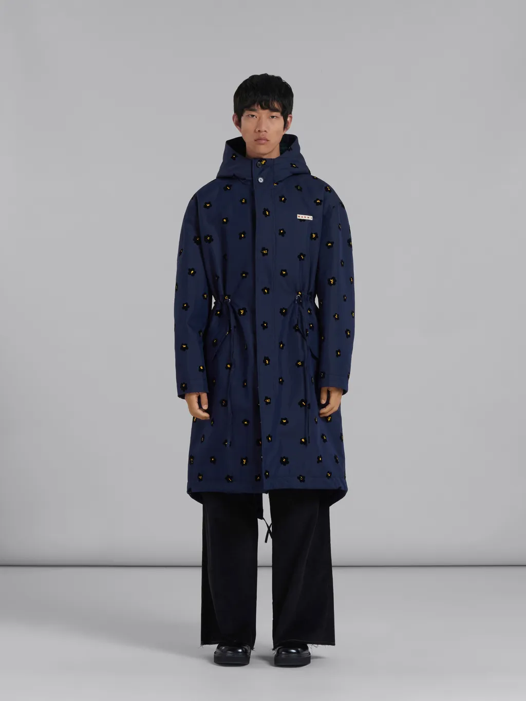 Draft Flower Hooded Parka Coat