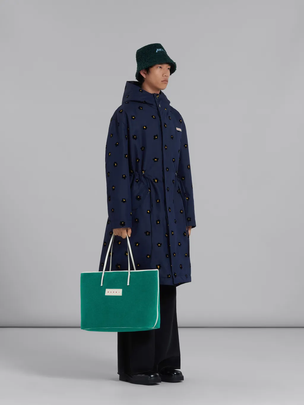 Draft Flower Hooded Parka Coat