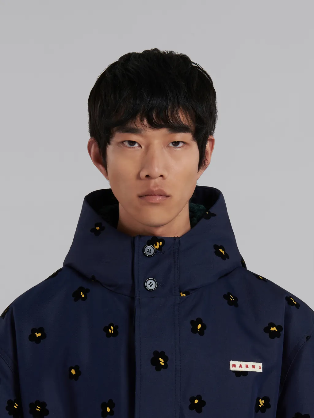 Draft Flower Hooded Parka Coat