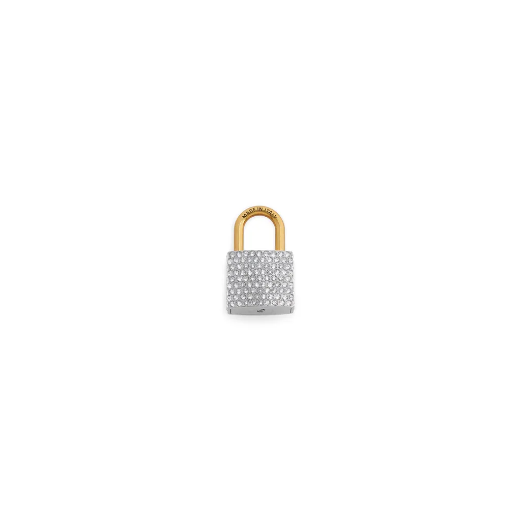 Bb Padlock Charm/Keychain With Rhinestones