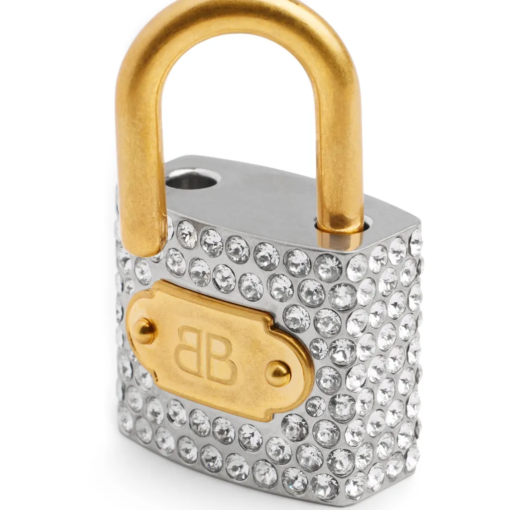 Bb Padlock Charm/Keychain With Rhinestones