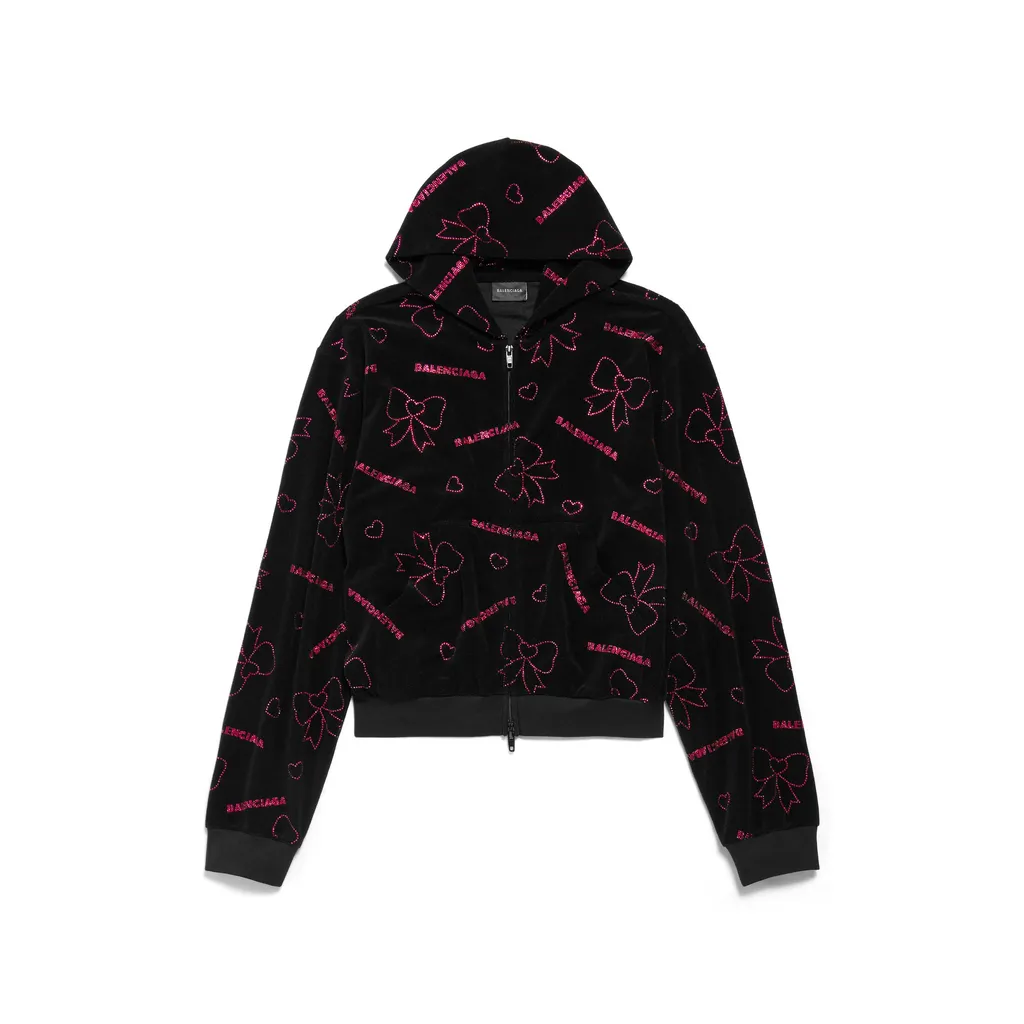 Handrawn Bows Zip-Up Hoodie Small Fit