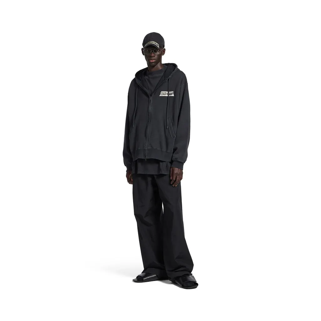 Masking Tape Oversized Zip-Up Hoodie
