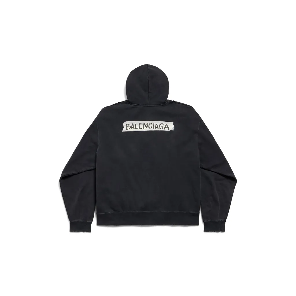 Masking Tape Oversized Zip-Up Hoodie