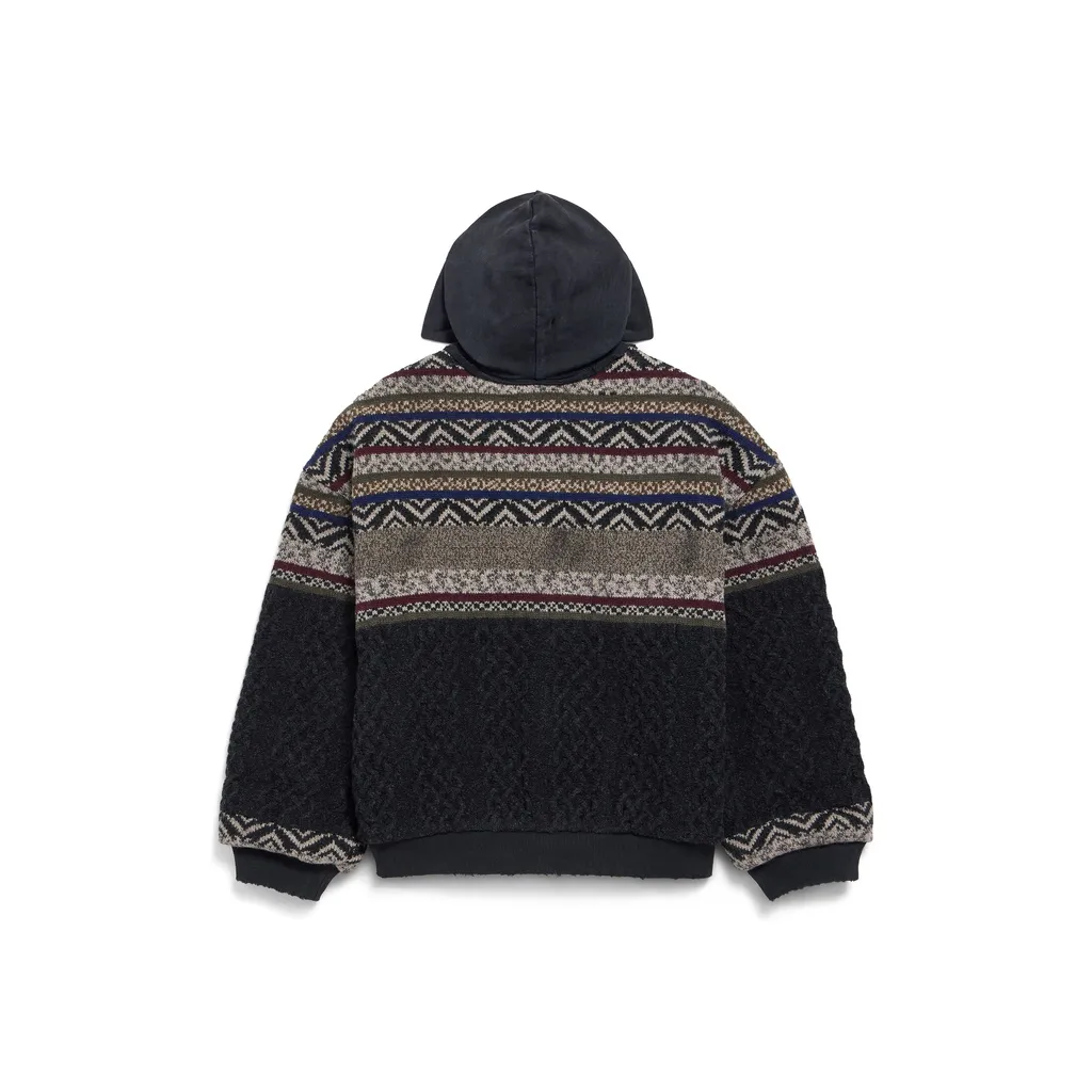 Patched Zip-Up Sweater