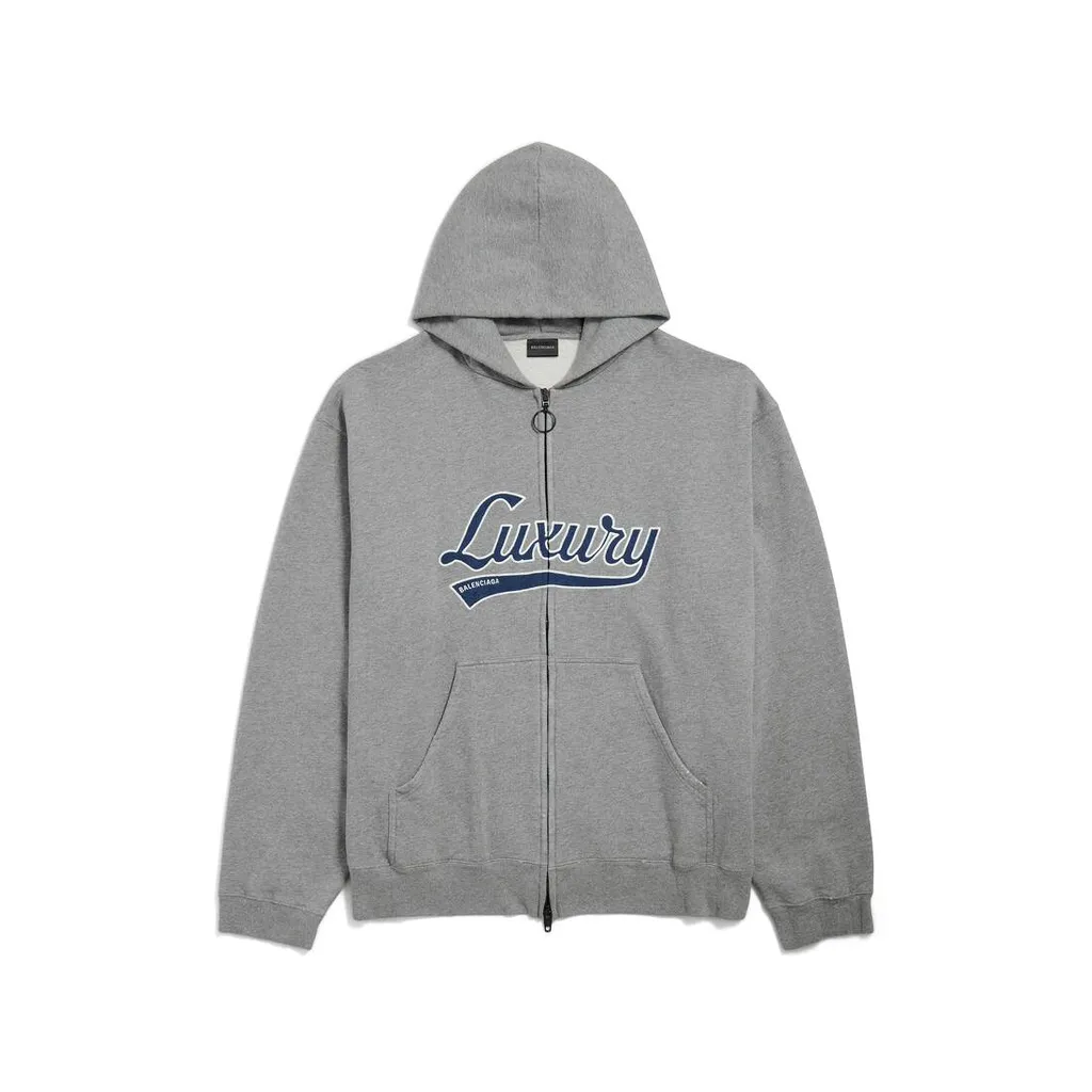 Luxury Script Oversized Zip-Up Hoodie