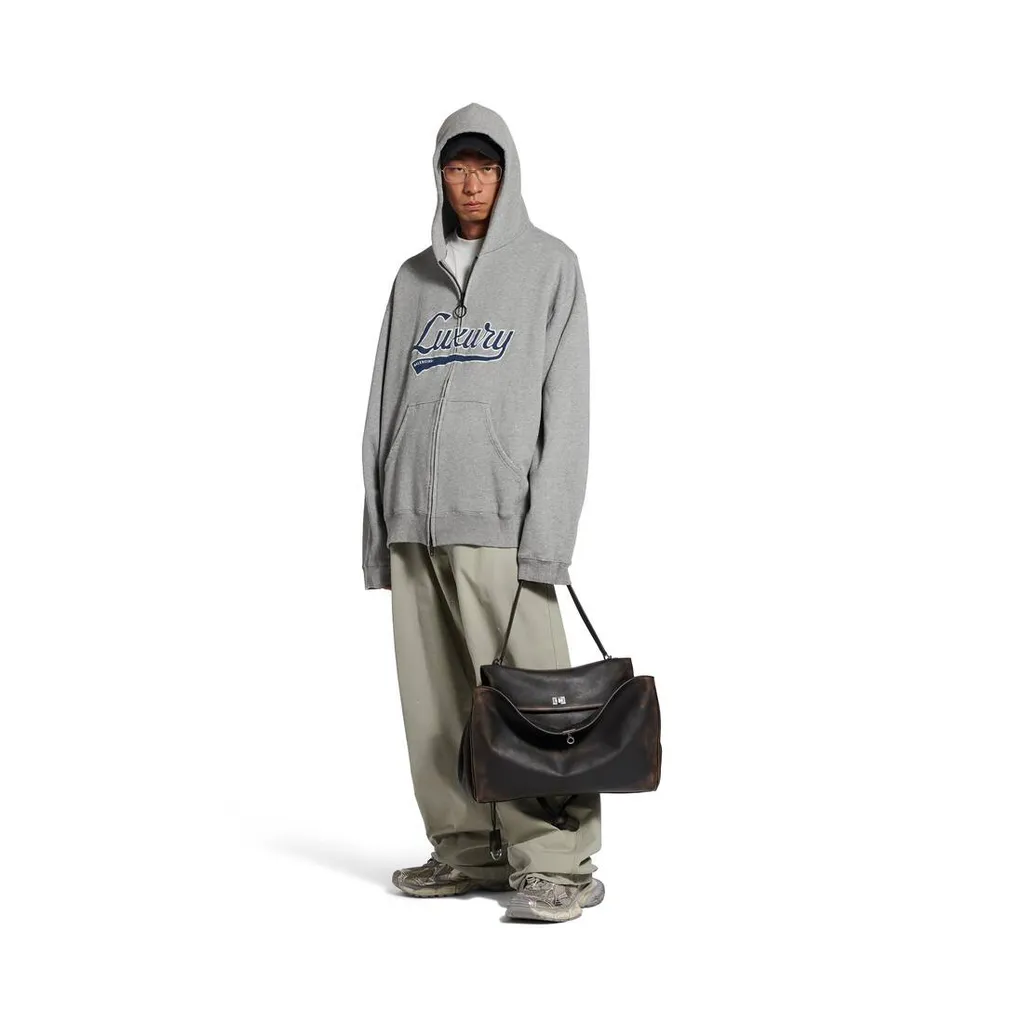 Luxury Script Oversized Zip-Up Hoodie