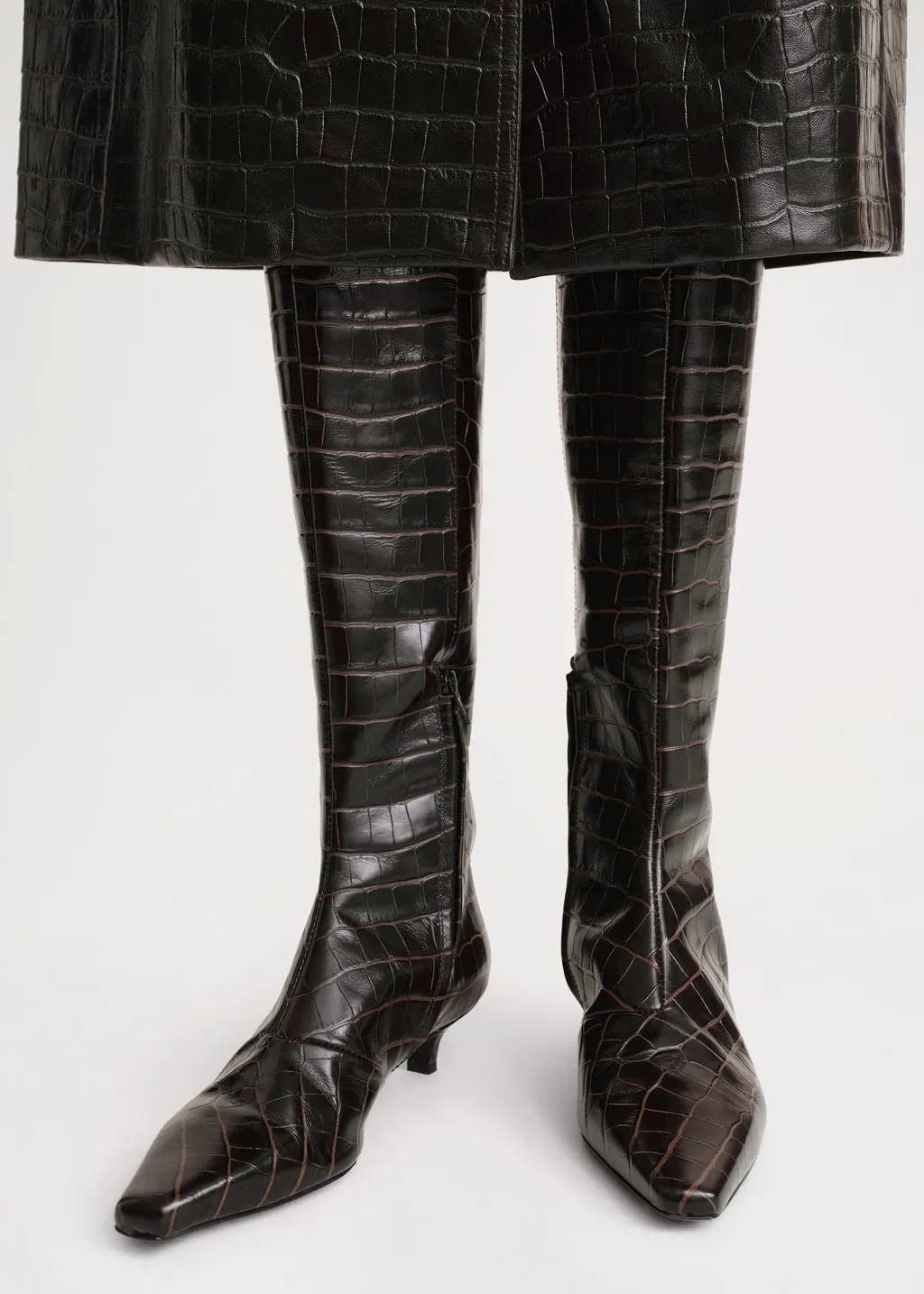 Embossed Pointed-Toe Boots