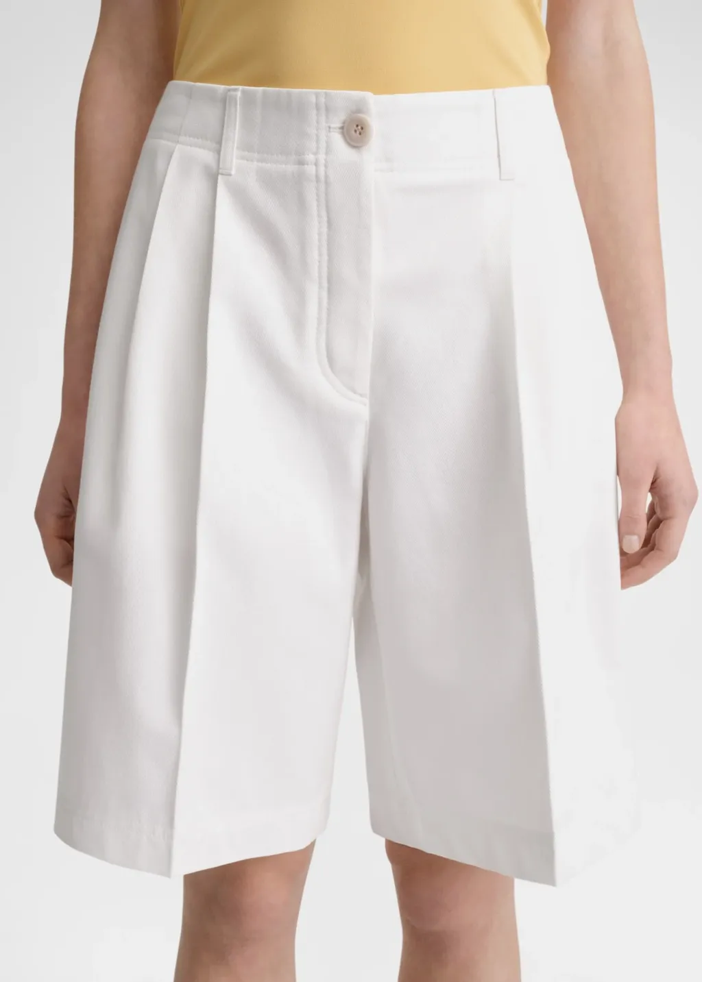 Twill Pleated Bermuda Shorts
