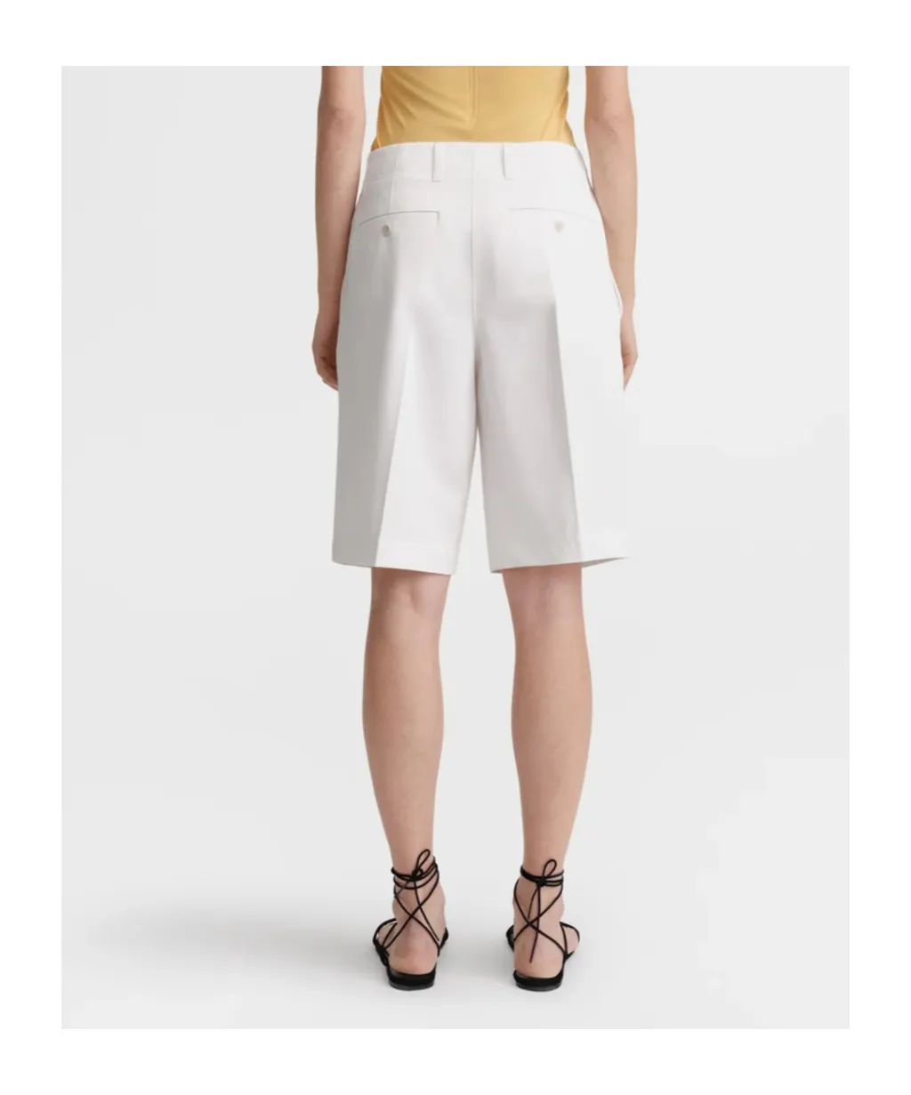 Twill Pleated Bermuda Shorts