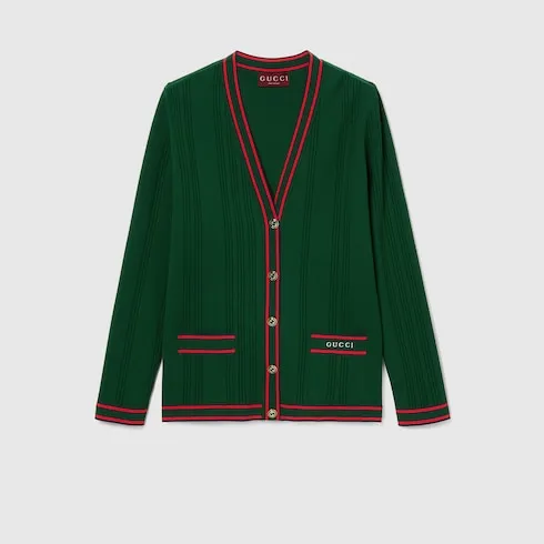 Cardigan With Striped Trim