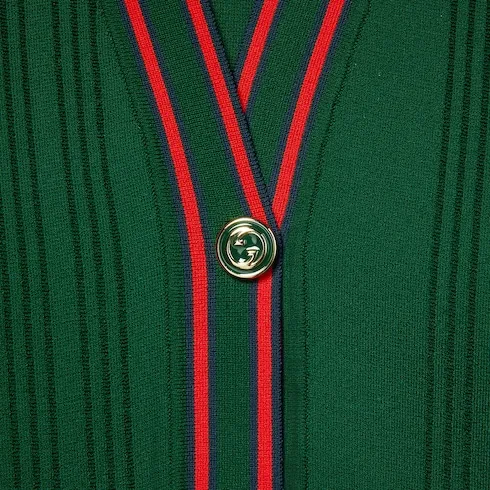 Cardigan With Striped Trim