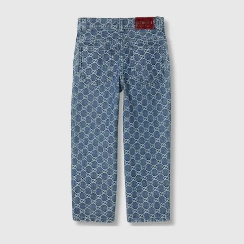 Gg Denim Jacquard Trousers