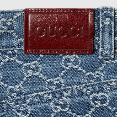 Gg Denim Jacquard Trousers