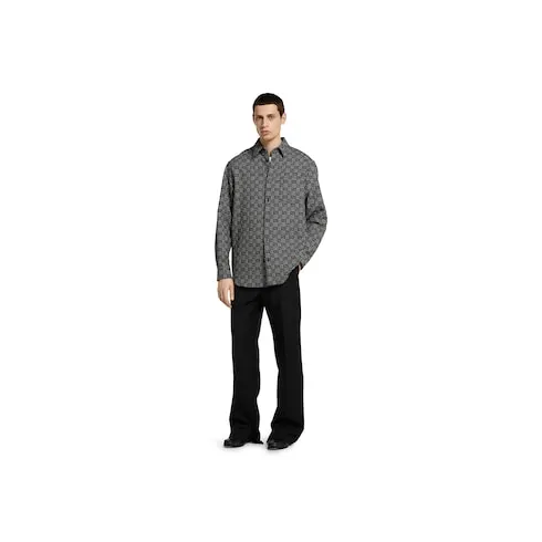 Gg Gingham Cotton Wool Jacquard Shirt