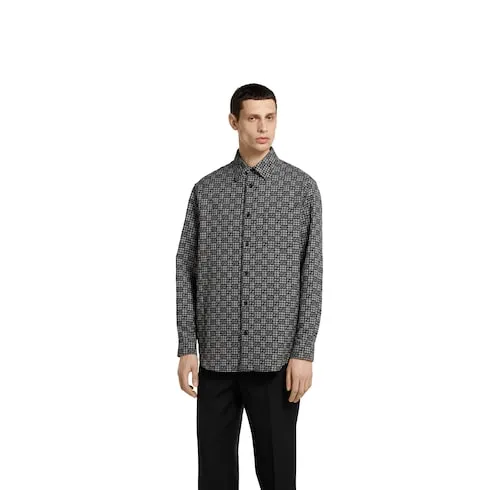 Gg Gingham Cotton Wool Jacquard Shirt