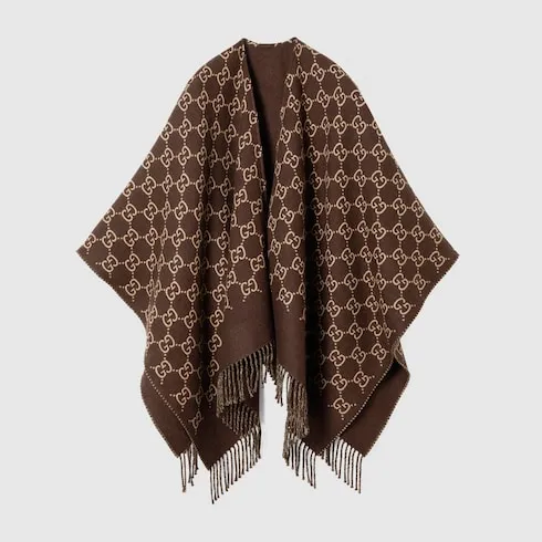 Gg Wool Jacquard Cape