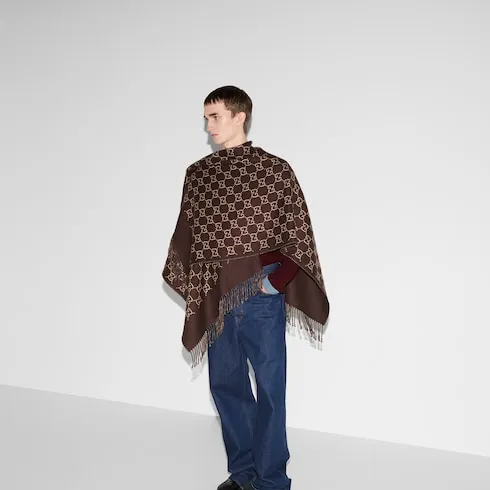 Gg Wool Jacquard Cape