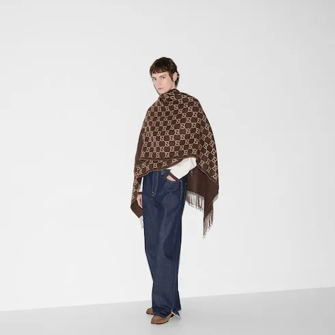 Gg Wool Jacquard Cape