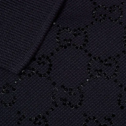 Cotton Piquet Polo Shirt With Crystals