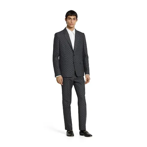 Gg Gingham Technical Wool Pant