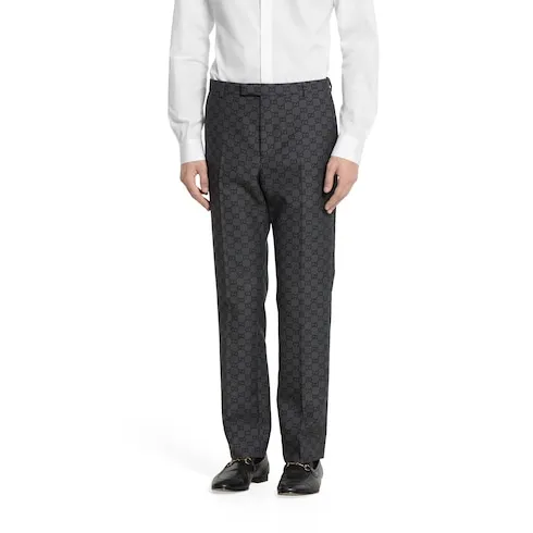 Gg Gingham Technical Wool Pant