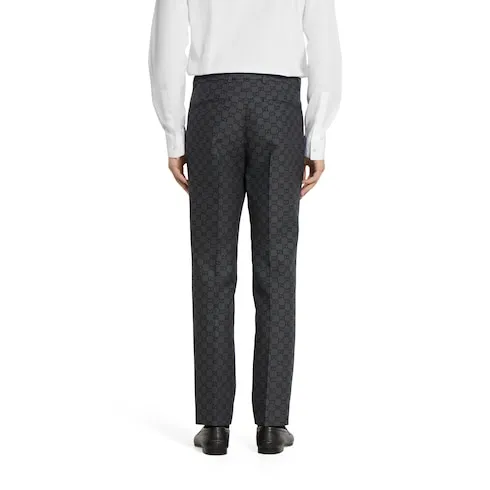 Gg Gingham Technical Wool Pant