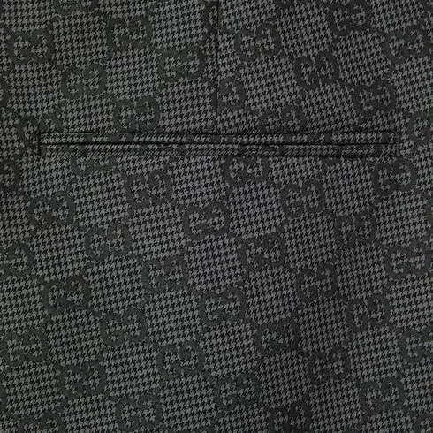 Gg Gingham Technical Wool Pant