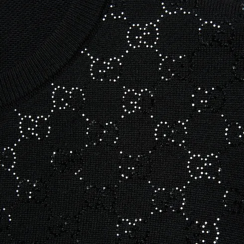 Fine Wool Cardigan With Gg Crystals